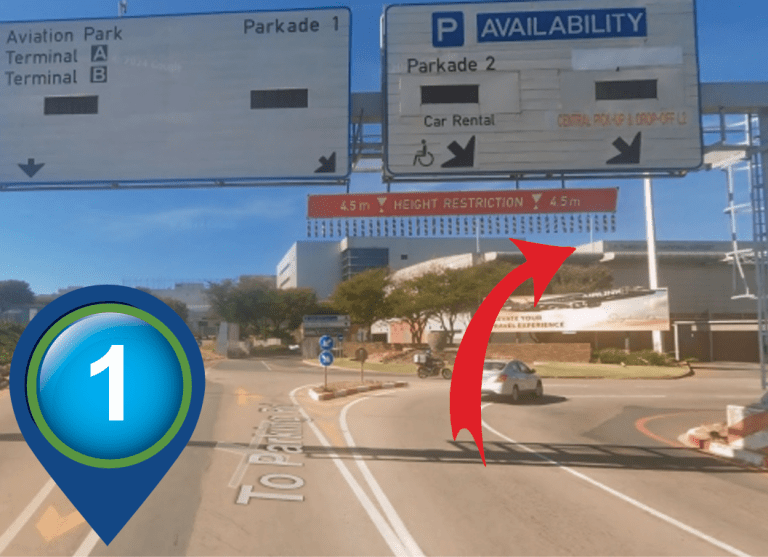 OR Tambo airport entrance keep right overhead gantry sign