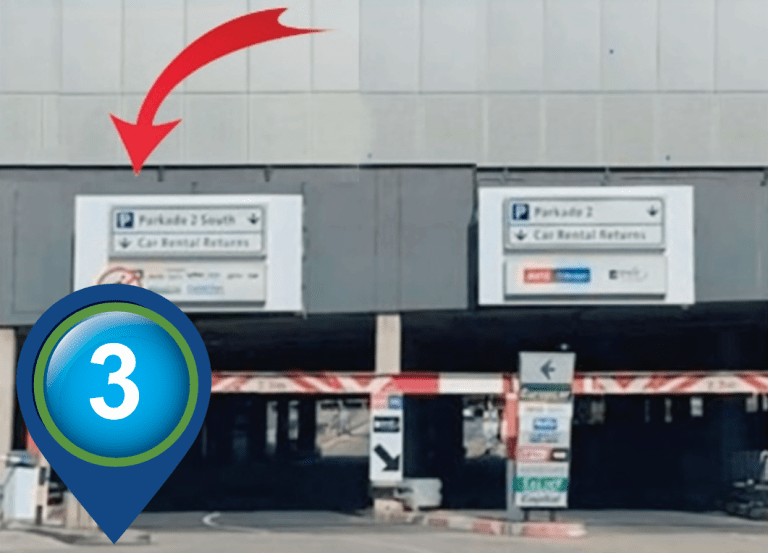Parkade 2 South entrance boom gates